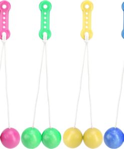 4PCS Click Balls On A String, 1970 70’s Fine Vintage Style Gifts for Motor Skills, Holiday, Birthday, Stocking Stuffers, Outdoor & Indoor Decor (Blue, Yellow, Green, Pink)