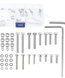 50pcs/set Universal Turntable Headshell Cartridge Mounting: Stainless Steel Hex Socket Head Screws, Bolts, Nuts, Metal Washers & Wrenches - Assortment Kit in A Mixed Boxed Case - For Phonograph Parts