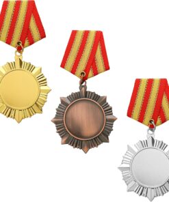 3PCS Medal Pins, Military Heroes Badge, Competition Sports Award Honor Metal Vintage Brooch For Colonel Patriot Royal Prince Army War Uniform Men Costume Ribbon Epaulets Shoulder Pads Officer Jacket
